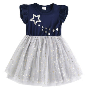 DXTON Girls Clothes 2020 New Summer Princess Dresses Flying Sleeve Kids Dress Unicorn Party Girls Dresses Children Clothing 3-8Y