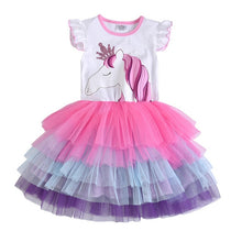 DXTON Girls Clothes 2020 New Summer Princess Dresses Flying Sleeve Kids Dress Unicorn Party Girls Dresses Children Clothing 3-8Y