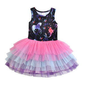 DXTON Girls Clothes 2020 New Summer Princess Dresses Flying Sleeve Kids Dress Unicorn Party Girls Dresses Children Clothing 3-8Y