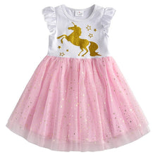 DXTON Girls Clothes 2020 New Summer Princess Dresses Flying Sleeve Kids Dress Unicorn Party Girls Dresses Children Clothing 3-8Y