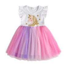 DXTON Girls Clothes 2020 New Summer Princess Dresses Flying Sleeve Kids Dress Unicorn Party Girls Dresses Children Clothing 3-8Y