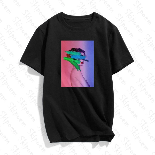 Fashion Lovely Personality Woman Nordic Vintage Art T Shirt Women Punk Harajuku Short Sleeve Cotton Plus Size Streetwear Clothes