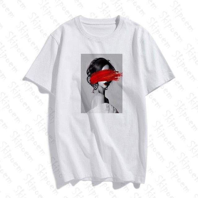 Fashion Lovely Personality Woman Nordic Vintage Art T Shirt Women Punk Harajuku Short Sleeve Cotton Plus Size Streetwear Clothes