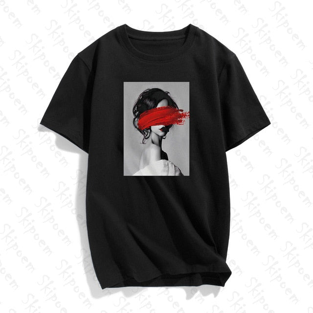 Fashion Lovely Personality Woman Nordic Vintage Art T Shirt Women Punk Harajuku Short Sleeve Cotton Plus Size Streetwear Clothes