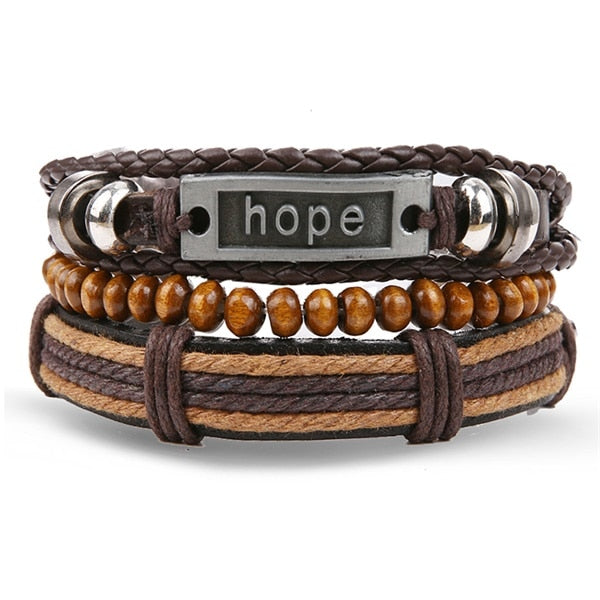 IFMIA Vintage Black Bead Bracelets For Men Fashion Hollow Triangle Leather Bracelet & Bangles Multilayer Wide Wrap Jewelry 2020