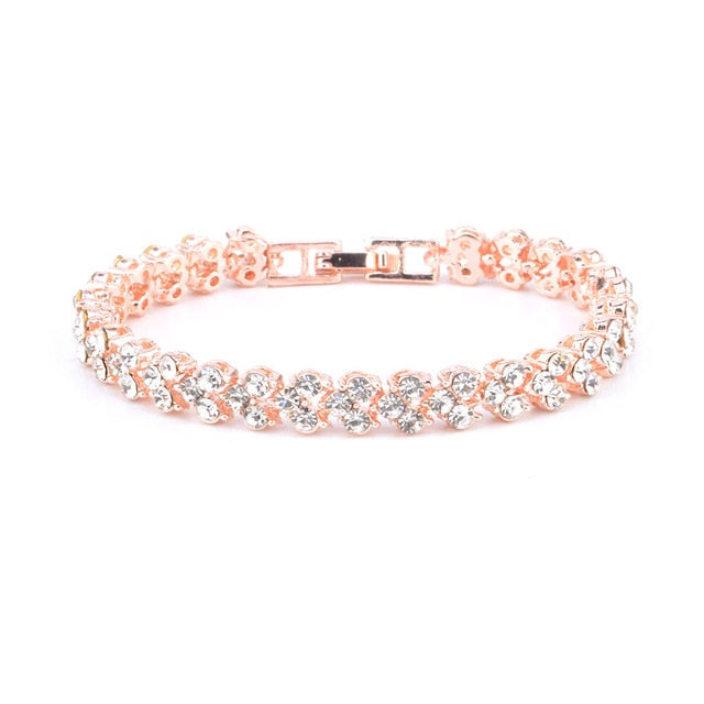 DIEZI Exquisite Luxury Roman Crystal Bracelet For Women Wedding Gift Korean Rose Gold Silver Color Chain Bracelets Jewelry