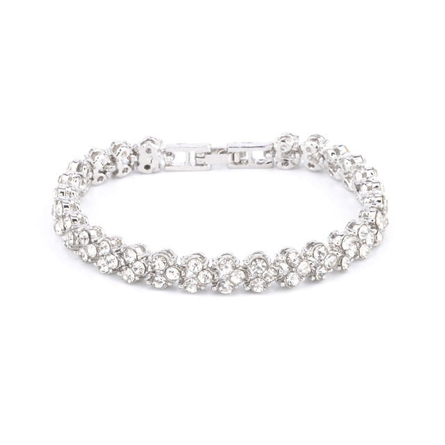 DIEZI Exquisite Luxury Roman Crystal Bracelet For Women Wedding Gift Korean Rose Gold Silver Color Chain Bracelets Jewelry