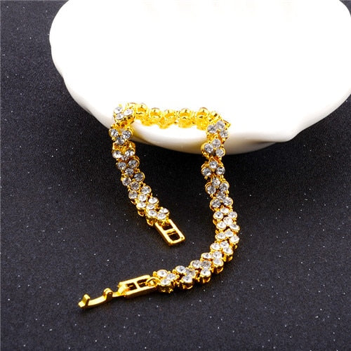 DIEZI Exquisite Luxury Roman Crystal Bracelet For Women Wedding Gift Korean Rose Gold Silver Color Chain Bracelets Jewelry