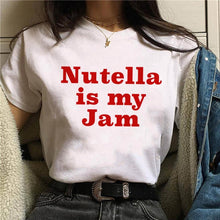 2020 Nutella Print T Shirt Women 90s Harajuku Kawaii  Fashion T-shirt Graphic Cute Cartoon Tshirt Korean Style Top Tees Female