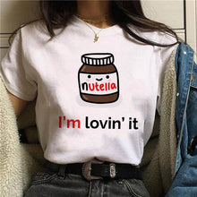 2020 Nutella Print T Shirt Women 90s Harajuku Kawaii  Fashion T-shirt Graphic Cute Cartoon Tshirt Korean Style Top Tees Female