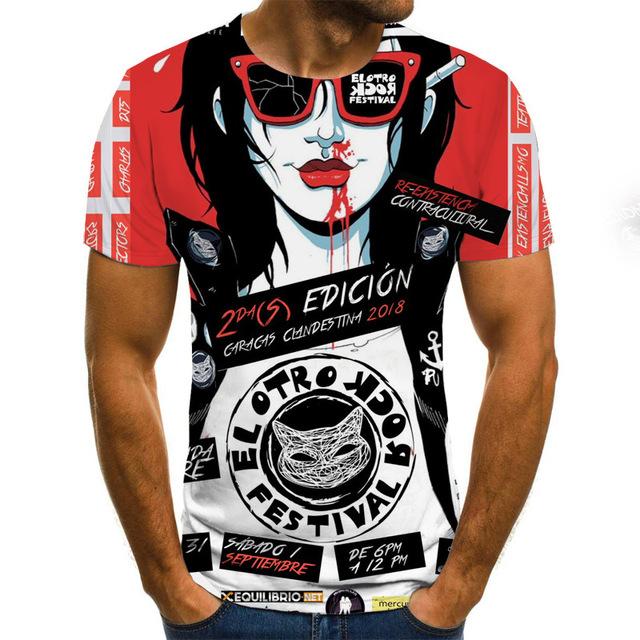 2020 Mens horror T shirts Fashion New Summer Men's Short Sleeve T-shirt Casual 3D Zombie Print Rock Tshirt For Man Full Printed