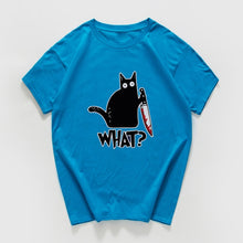 Cat What  funny T-Shirt men Vintage Graphic Cat With Knife Unisex tshirt men Novelty streetwear t shirt men homme men clothes