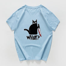 Cat What  funny T-Shirt men Vintage Graphic Cat With Knife Unisex tshirt men Novelty streetwear t shirt men homme men clothes