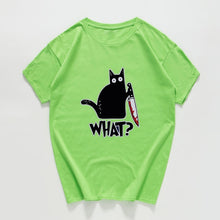 Cat What  funny T-Shirt men Vintage Graphic Cat With Knife Unisex tshirt men Novelty streetwear t shirt men homme men clothes