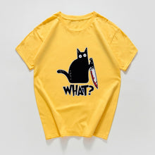 Cat What  funny T-Shirt men Vintage Graphic Cat With Knife Unisex tshirt men Novelty streetwear t shirt men homme men clothes