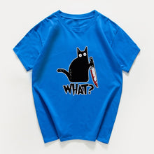 Cat What  funny T-Shirt men Vintage Graphic Cat With Knife Unisex tshirt men Novelty streetwear t shirt men homme men clothes