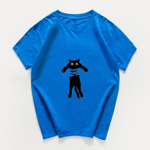 Cat What  funny T-Shirt men Vintage Graphic Cat With Knife Unisex tshirt men Novelty streetwear t shirt men homme men clothes
