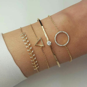 31 Styles Boho Mixed Leaves Letter Map Geometric Crystal Infinity  Pentagram Shell Multi-layer Chain Bracelet Women Wholesale