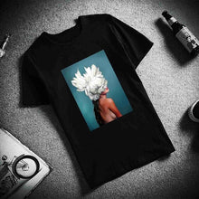 New Cotton Harajuku Aesthetics Tshirt Sexy Flowers Feather Print Short Sleeve Tops & Tees Fashion Casual Couple T Shirt