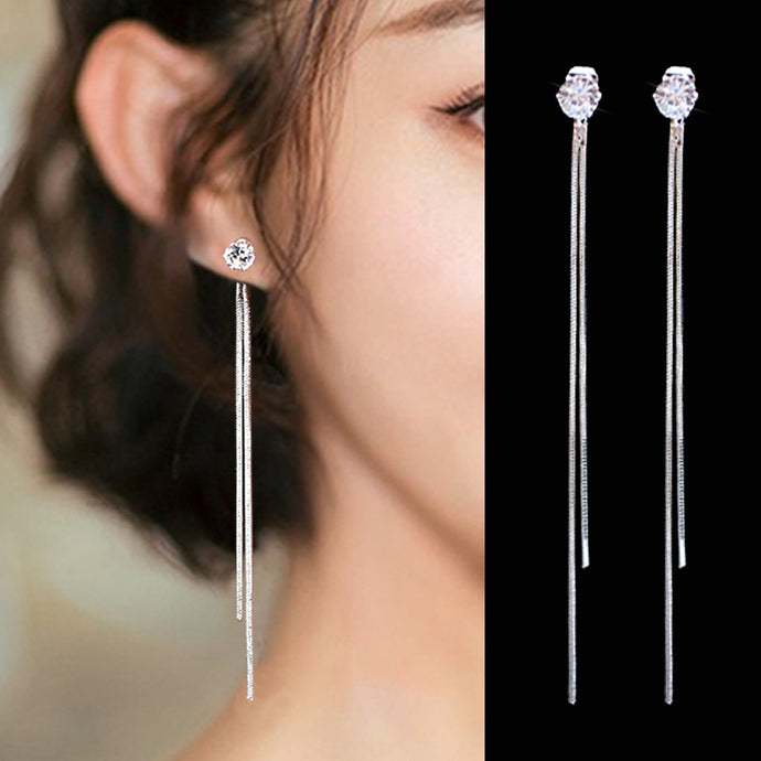 2020 New Long Crystal Tassel Gold Color Dangle Earrings for Women Wedding Drop Earing Fashion Jewelry Gifts