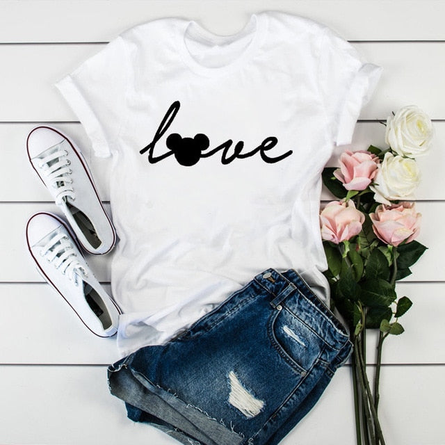 Summer New 90 ’s Leopard Heartbeat Short Sleeve Print Clothing Women's T-Shirt Harajuku Graphic Clothing Women's Top Retro Tops