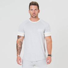 Men Cotton Short sleeve t shirt Fitness Slim Patchwork Black T-shirt Male Brand Gym Tees Tops Summer New Fashion Casual clothing