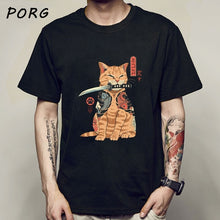 Men Catana Cool Summer Loose Men/Women T Shirt Casual Short Sleeve Cat Print Anime Tshirt Japanese Summer T-Shirt Tops Tee Shirt