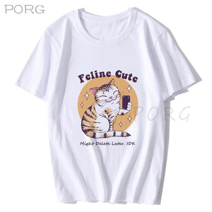 Men Catana Cool Summer Loose Men/Women T Shirt Casual Short Sleeve Cat Print Anime Tshirt Japanese Summer T-Shirt Tops Tee Shirt