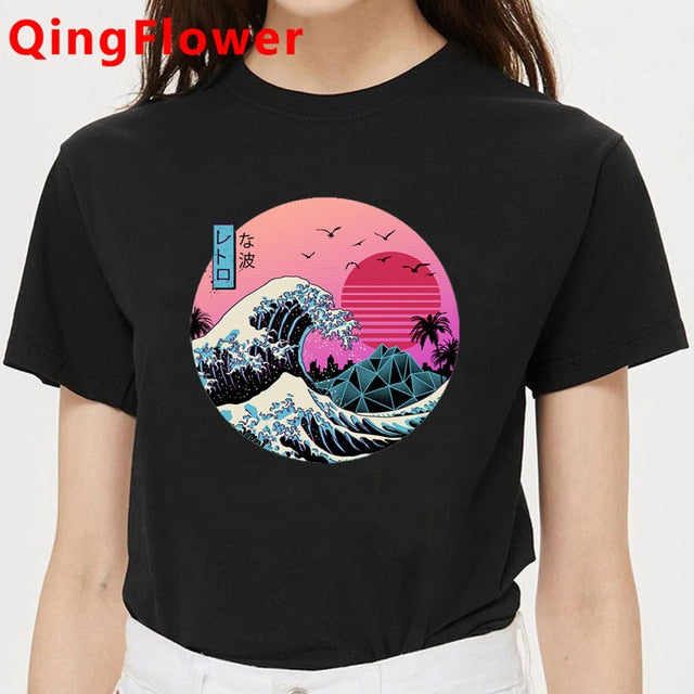 Vaporwave Aesthetic Funny Cartoon T Shirt Men Unisex Cool Streetwear T-shirt Japanese Anime Summer Tshirt Hip Hop Top Tees Male