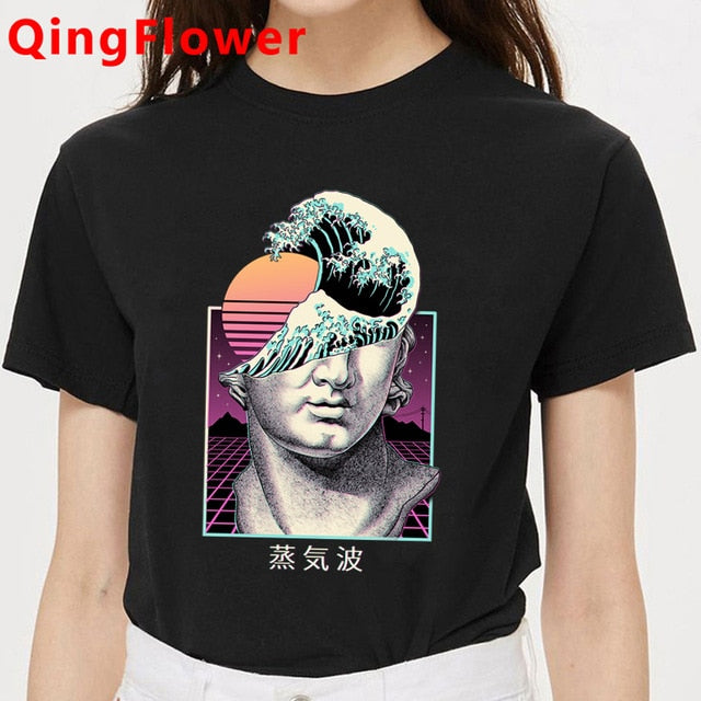 Vaporwave Aesthetic Funny Cartoon T Shirt Men Unisex Cool Streetwear T-shirt Japanese Anime Summer Tshirt Hip Hop Top Tees Male