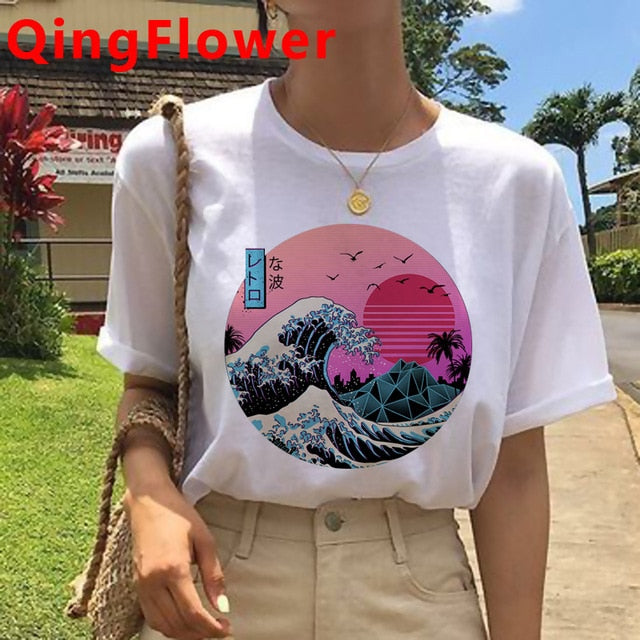 Vaporwave Aesthetic Funny Cartoon T Shirt Men Unisex Cool Streetwear T-shirt Japanese Anime Summer Tshirt Hip Hop Top Tees Male