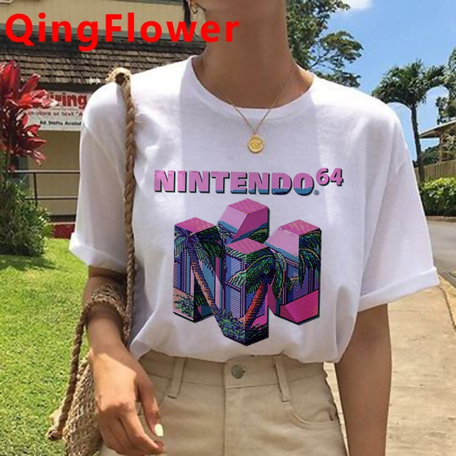 Vaporwave Aesthetic Funny Cartoon T Shirt Men Unisex Cool Streetwear T-shirt Japanese Anime Summer Tshirt Hip Hop Top Tees Male