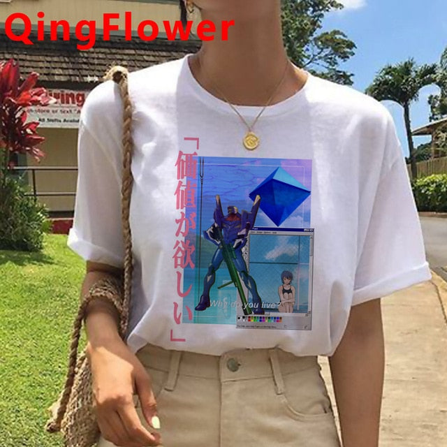 Vaporwave Aesthetic Funny Cartoon T Shirt Men Unisex Cool Streetwear T-shirt Japanese Anime Summer Tshirt Hip Hop Top Tees Male