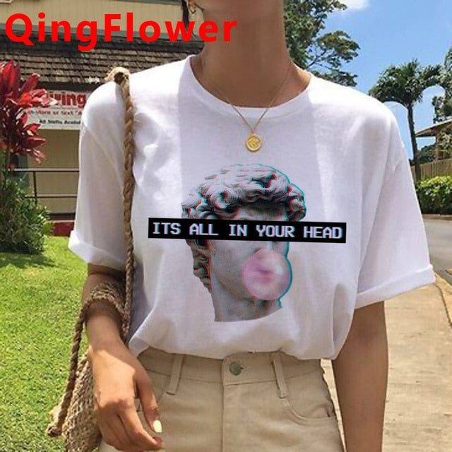 Vaporwave Aesthetic Funny Cartoon T Shirt Men Unisex Cool Streetwear T-shirt Japanese Anime Summer Tshirt Hip Hop Top Tees Male