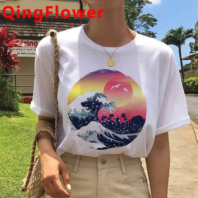 Vaporwave Aesthetic Funny Cartoon T Shirt Men Unisex Cool Streetwear T-shirt Japanese Anime Summer Tshirt Hip Hop Top Tees Male