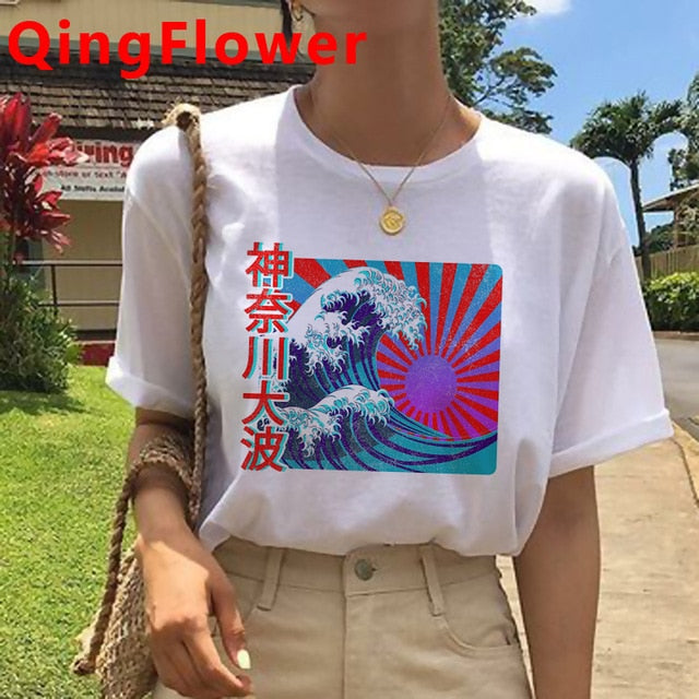 Vaporwave Aesthetic Funny Cartoon T Shirt Men Unisex Cool Streetwear T-shirt Japanese Anime Summer Tshirt Hip Hop Top Tees Male