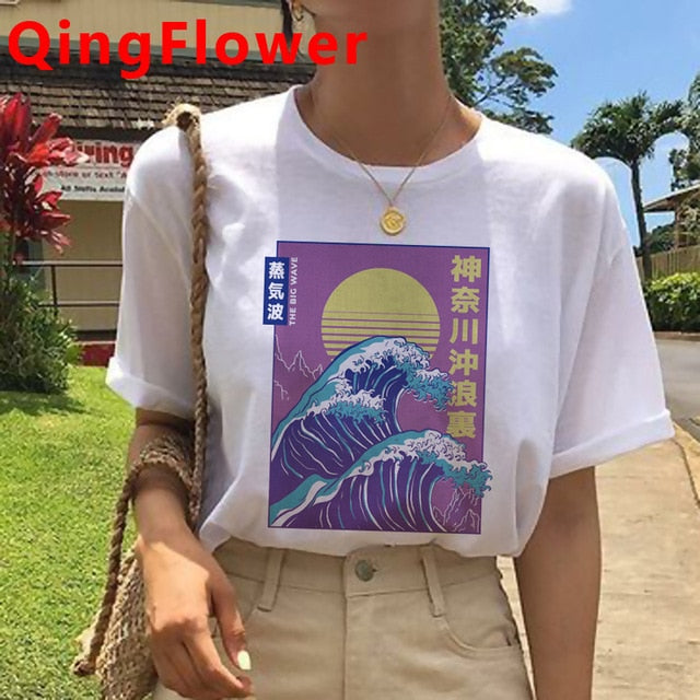 Vaporwave Aesthetic Funny Cartoon T Shirt Men Unisex Cool Streetwear T-shirt Japanese Anime Summer Tshirt Hip Hop Top Tees Male