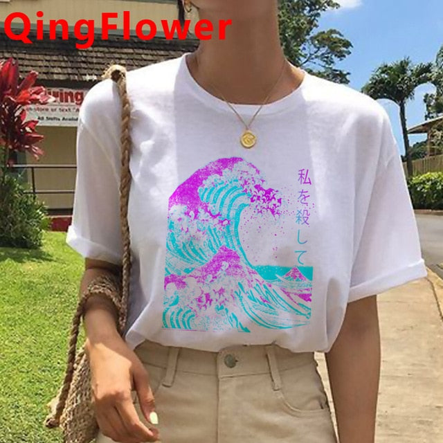 Vaporwave Aesthetic Funny Cartoon T Shirt Men Unisex Cool Streetwear T-shirt Japanese Anime Summer Tshirt Hip Hop Top Tees Male