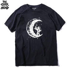 COOLMIND 100% cotton casual short sleeve space print men T shirt o-neck cool street style men t-shirt male men tee shirts tops