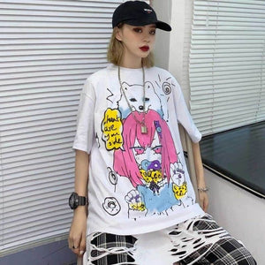 NiceMix Harajuku pumpkin Print letter T shirt Fake 2 Pieces Patchwork Casual Long Sleeve T-shirt Women And Men Streetwear Tops