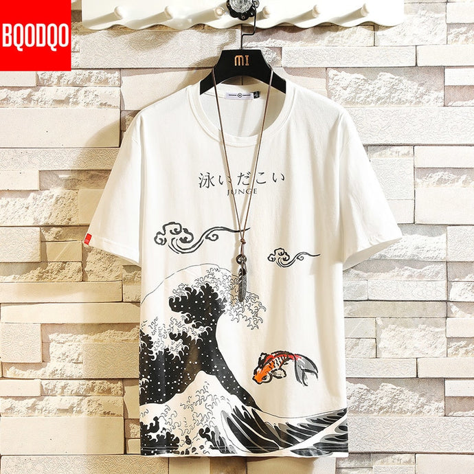 Funny Anime Print Oversized Men T Shirt Hip-Hop Cotton T-shirt O-neck Summer Japanese Male Causal Tshirts 5XL Fashion Loose Tees