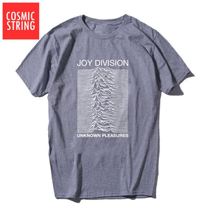 COSMIC STRING 100% cotton summer men's T-shirts Joy Division Unknown Pleasure punk COOL T-shirt rock hipster t shirt tee shirts