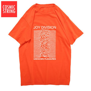 COSMIC STRING 100% cotton summer men's T-shirts Joy Division Unknown Pleasure punk COOL T-shirt rock hipster t shirt tee shirts