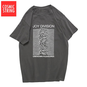 COSMIC STRING 100% cotton summer men's T-shirts Joy Division Unknown Pleasure punk COOL T-shirt rock hipster t shirt tee shirts