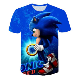 2020 Summer Boys Cartoon Sonic hedgehog t shirt Blue 3D Printed Girls Streetwear Children Kids Clothes Baby Funny Tshirt O-Neck