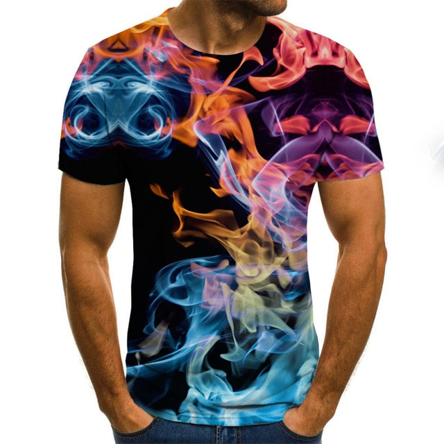 Ink style men's T-shirt 3D creative cloud graphic T-shirt summer casual tops fashion round neck shirt plus size streetwear