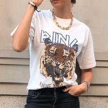 Boho Black Tiger Head Graphic Tees Women Cotton Short Sleeve O Neck Tshirt Shirts New Fashion Women T-shirt Casual T-shirts