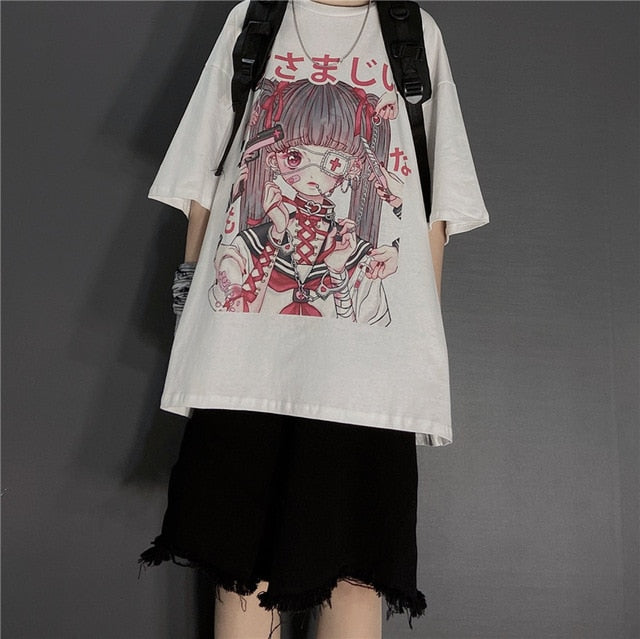 Summer Gothic clothing Sexy Female Loose Women T-shirt Punk Dark Grunge Streetwear Ladies Top Gothic Tshirts Harajuku Clothes