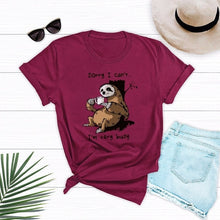 JCGO Women T-shirt Summer Short Sleeve Cotton Plus Size S-5XL Cute Lazy Sloth Print Funny Casual O Neck Female Tshirt Tees Tops