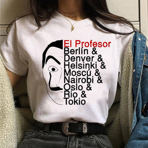 La Casa De Papel Tshirt Money Heist Tees TV Series T Shirt Women T Short Sleeve House of Paper Funny Female T-Shirt Tops